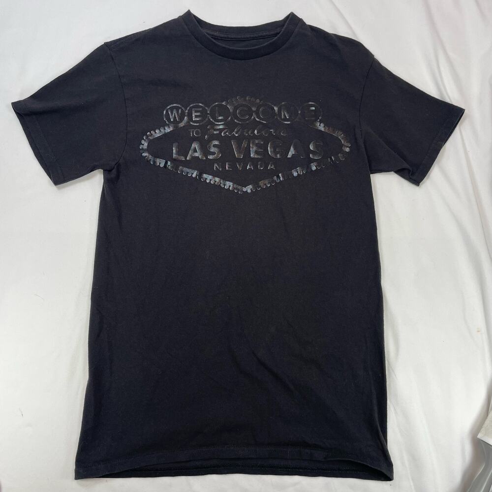 Welcome to Las Vegas T-Shirt Black 3D Graphic Puff Print Men’s Small Seamless